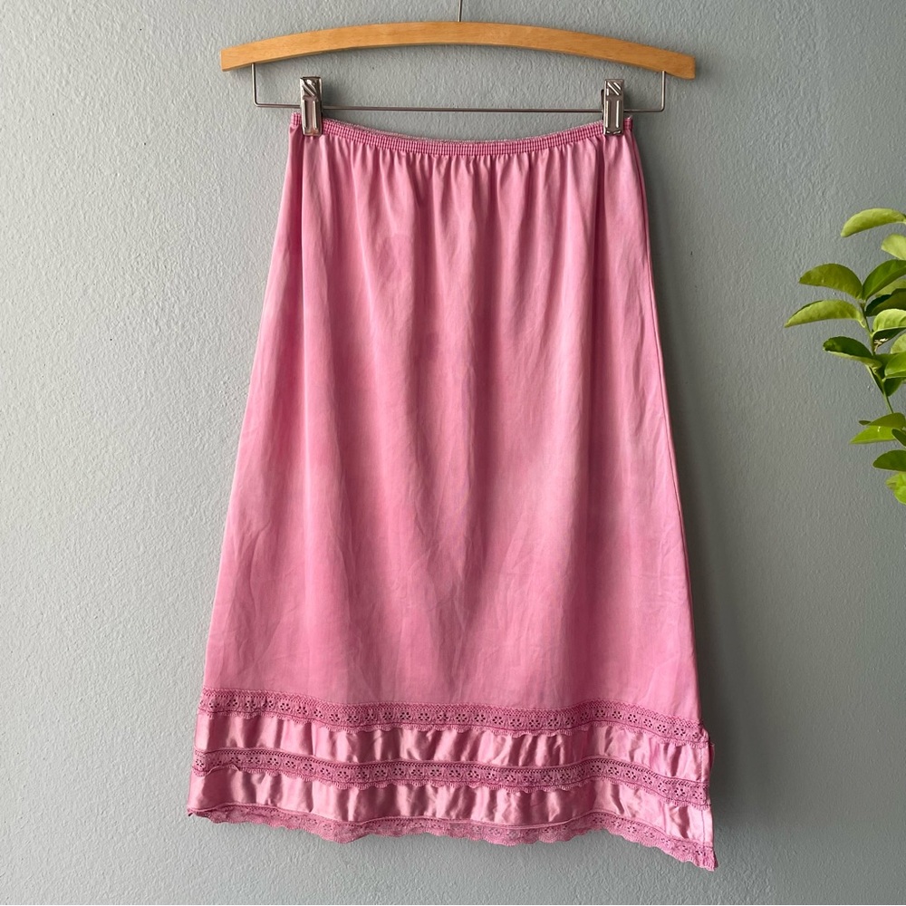 ♦️5/$15♦️Sliperfection | Vintage 80s Pink Tie-Dye Slip Skirt